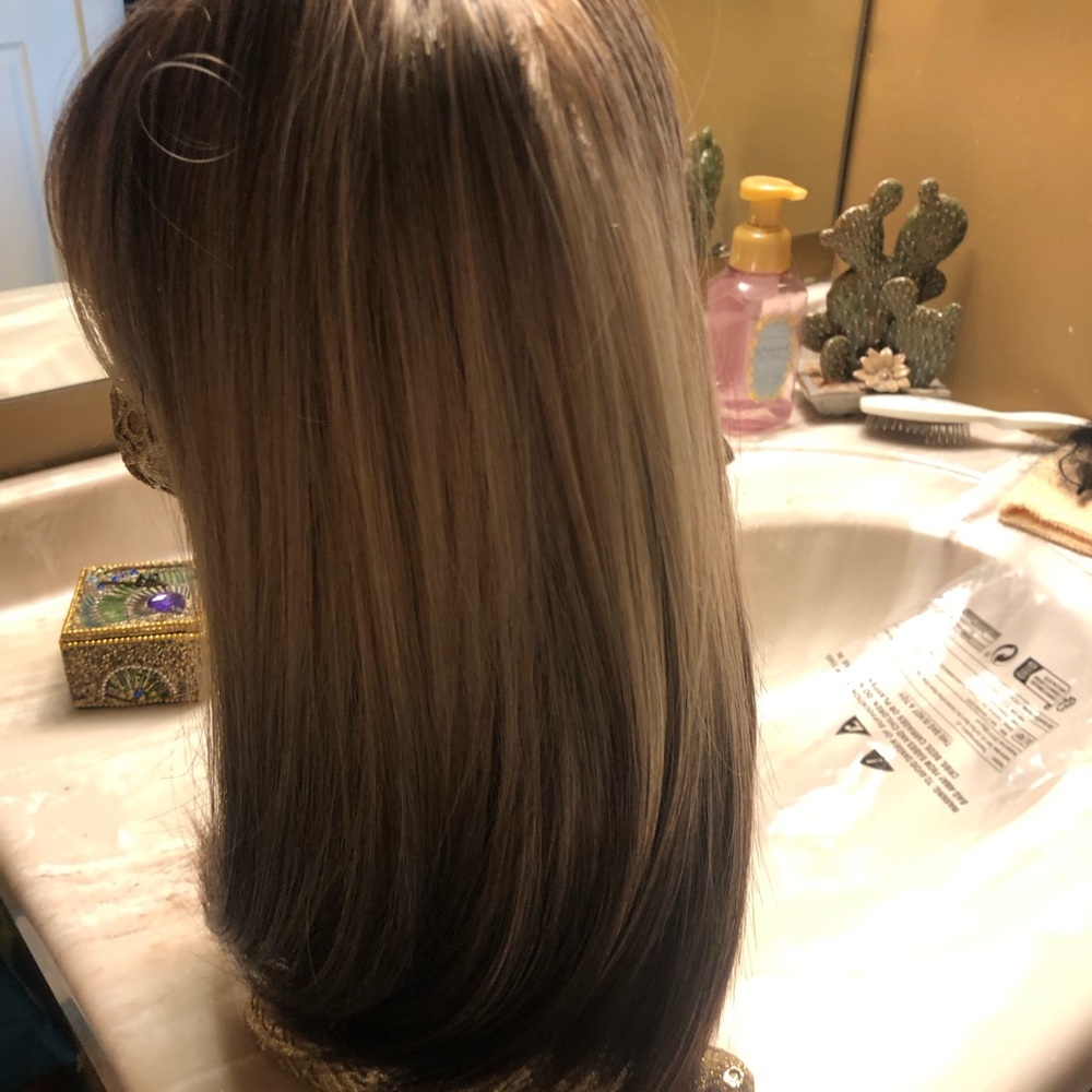 Cream and Brown Ombre Wig with Natural Gradient